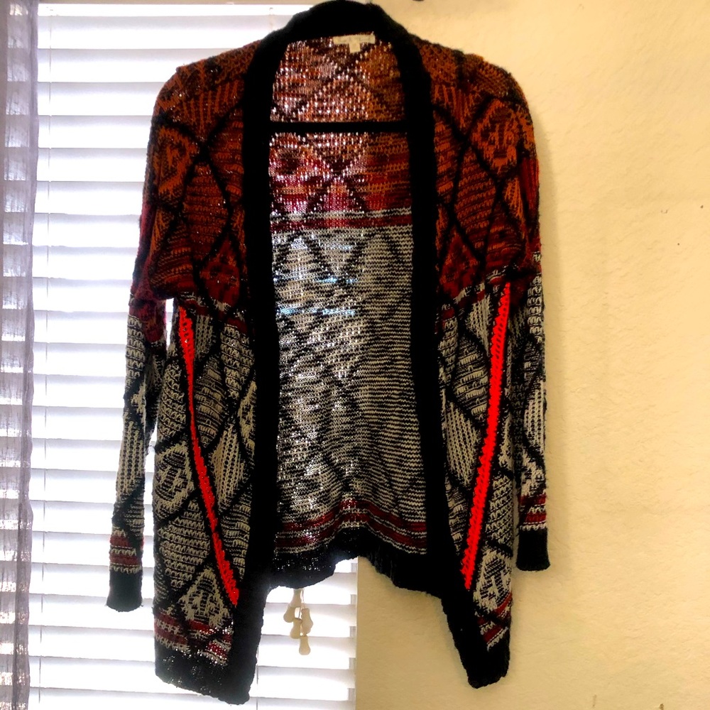 Knit Multicolor Cardigan with Neon Detail One Size